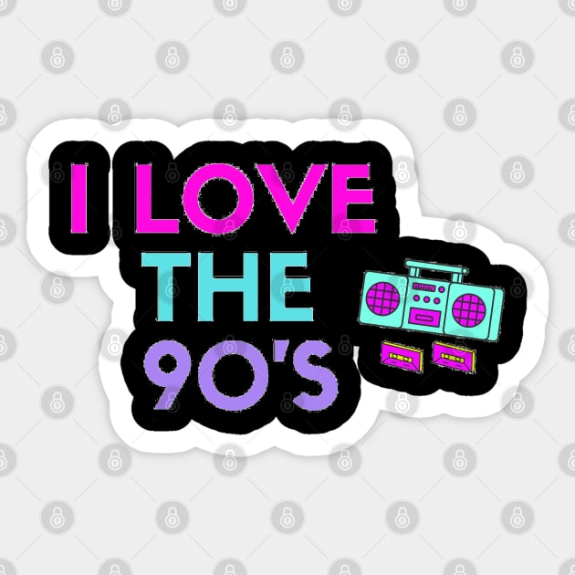 I Love The 90s - Pink Sticker by Flamingo Design